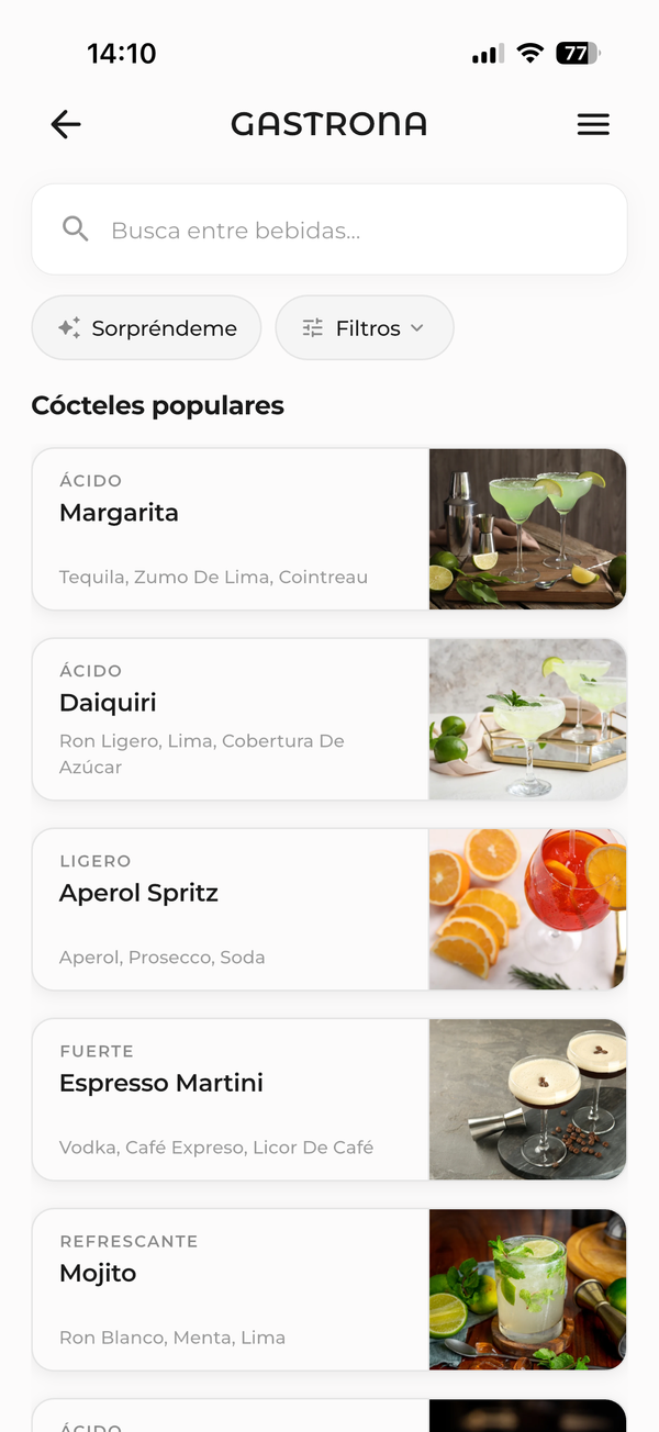 Recetas de cócteles, si te interesan